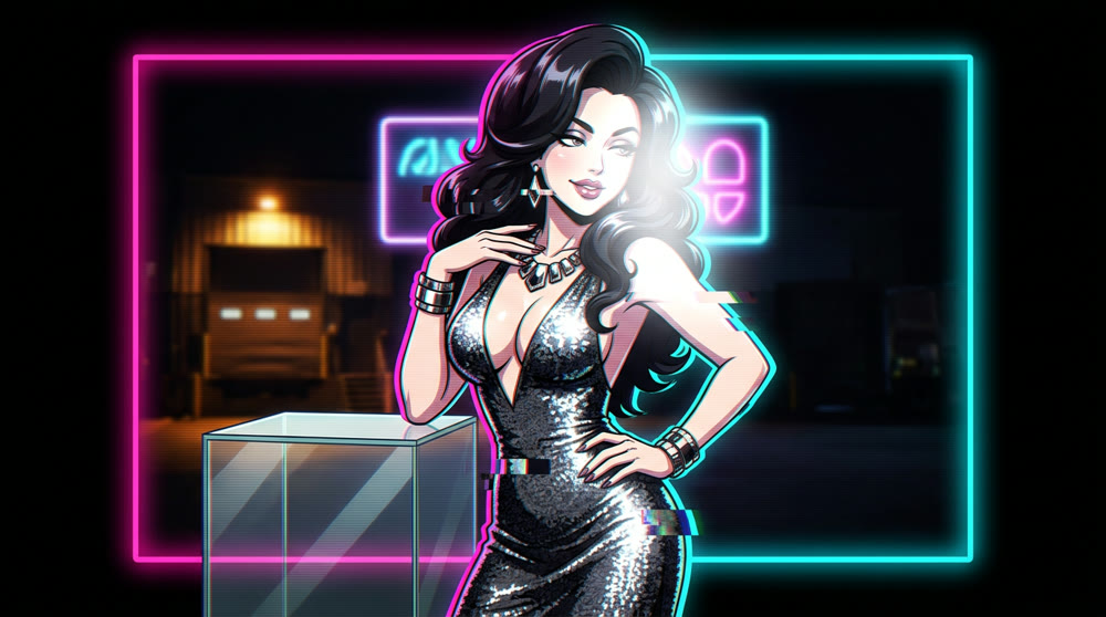 Vera Sloane (GLOSS), showstopper host at the Meatware After Dark anchor desk